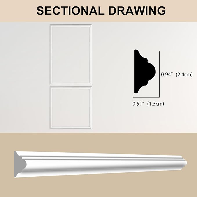 2 Set of 20" x 20" and 20" x 30" Pre-Cut Accent Wall Molding Trim Kit, Peel and Stick Premade Wainscoting Panels for Interior Decoration, Ready to Assemble Chair Rail Moulding