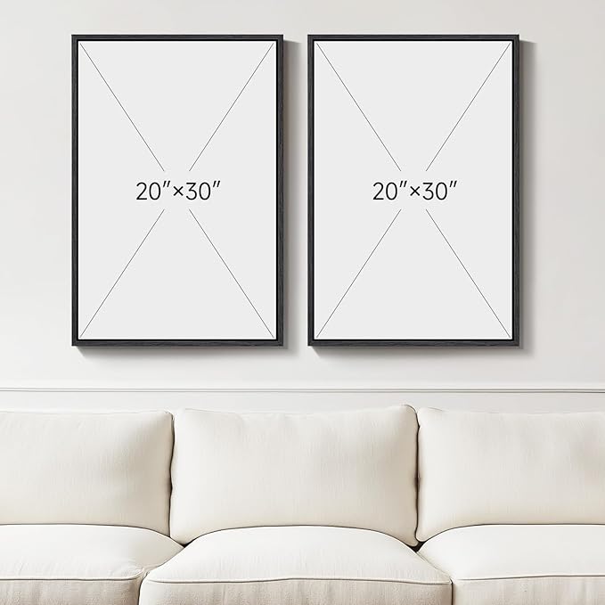 Large Framed Neutral Abstract Wall Art Set of 2, Black Beige Modern Canvas Prints Paintings Artwork for Walls, Minimalist Block Lines Pictures for Living Room Dining Room Bedroom Wall Decor 20x30 In