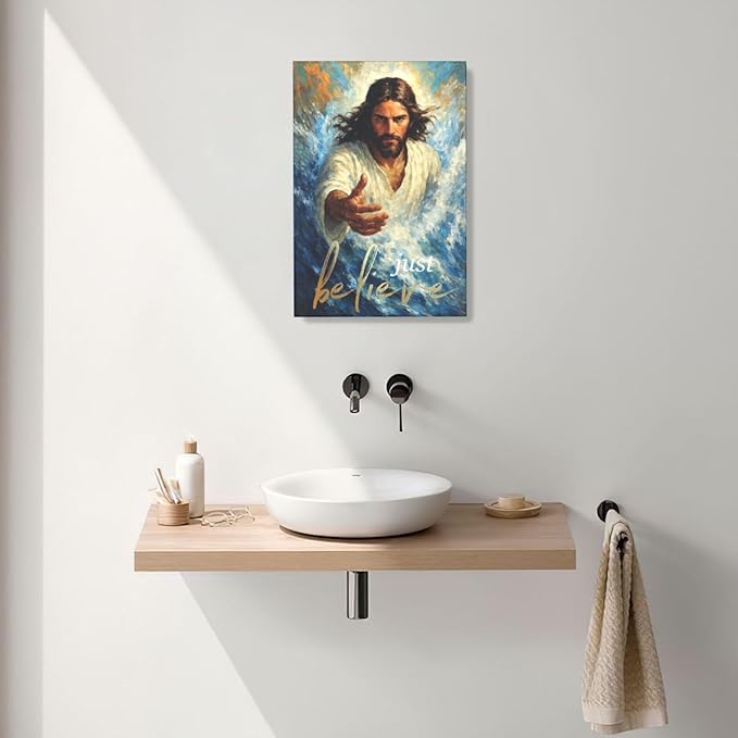 Christ Jesus Wall Art Christian Canvas Wall Decor Religious Bible Pictures Christ Paintings Prints Artwork Framed Divine Mercy Decorations For Church Prayer Room Bathroom Bedroom Living Room Gifts 16" x 24"
