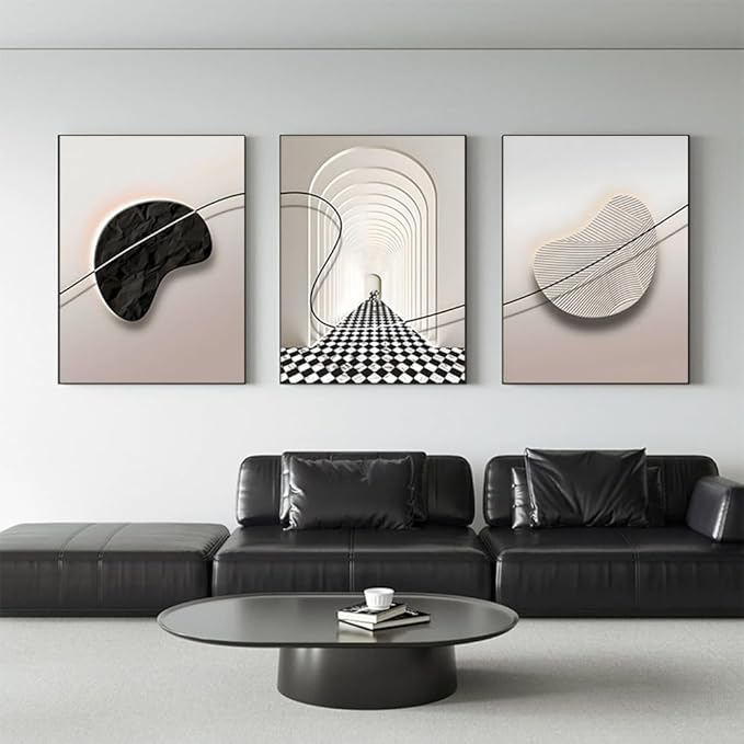 ARTFEB Large Framed Wall Art Set, Black and White Canvas Art Wall Decor, Abstract Nature Wall Pictures Prints, Modern Paintings Wall Art for Living Room, Bedroom, Home Office