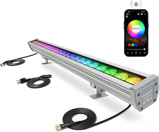 168W Smart LED Wall Washer Light, RGBCW CCT LED Light Bar with Group and Individual Control, Timing, Music Sync Modes, 120V Waterproof Linear Flood Lights for Outdoor & Indoor Lighting Projects