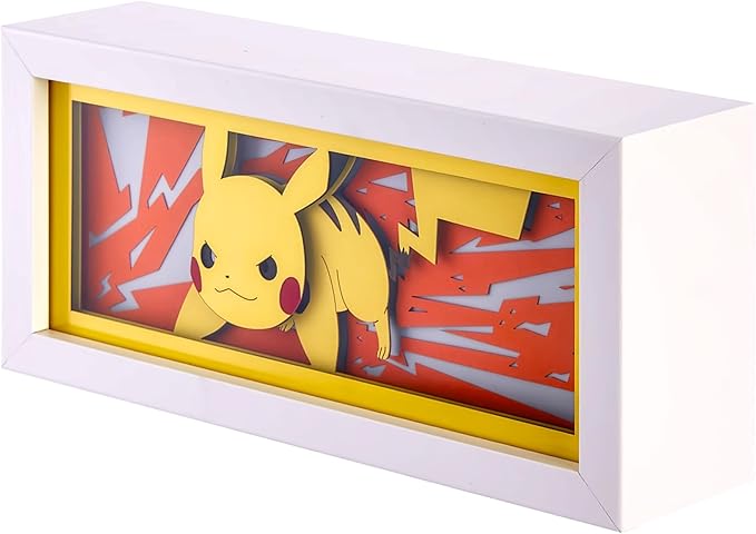 Anime LED Light Box, Manga Shadow Box Frame, Paper Cut, Table Lamp for Anime Enthusiasts, RGB Multi Color, Night Light for Room Decor, Unique Desk Decor (Pikachu)