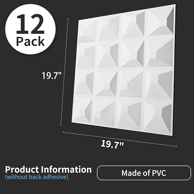 Art3d Decorative 3D Wall Panel, 32 Sq.FT PVC Interior Wall Decor for Living Room, Bedroom, Lobby, Office, Shopping Mall, White