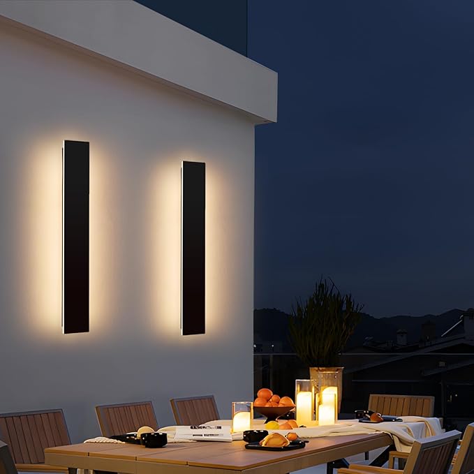 Mikeru 2 Pack Upgraded 31.4" Long LED Wall Sconce, 4.3" Wide IP65 Waterproof Outdoor Wall Lights, 3000K Warm White Exterior Lighting Fixtures for Front Porch, Garage, Basement & Patio