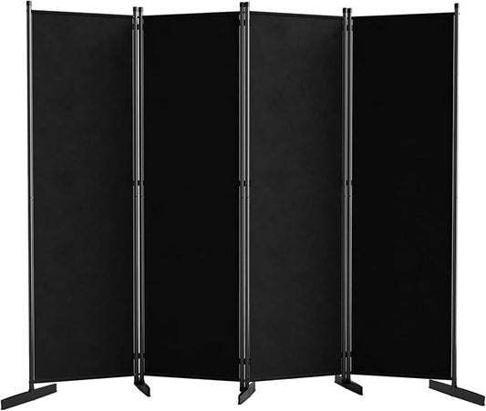 AKTOP Room Divider 4 Panel, 80" W Portable Wall Divider for Room Separation, Freestanding Partition Room Dividers, Folding Room Separators Privacy Screens for Home Office Bedroom, Black