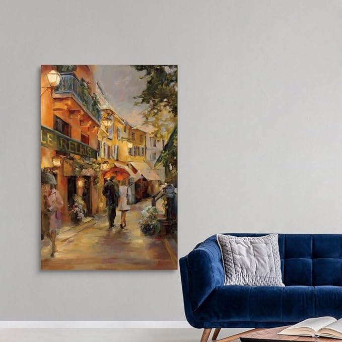 CANVAS ON DEMAND Evening in Paris Canvas Wall Art Print by Marilyn Hageman, Traditional, Home Decor, Street Scene Artwork, Nature Artwork, 40" x60in