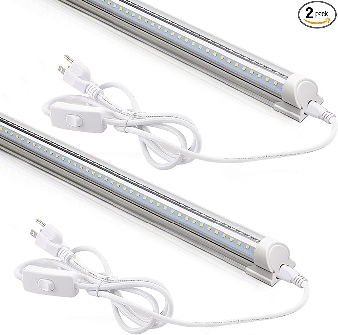Barrina LED Shop Lights 2FT, 20W 3000LM 5000K, T8 LED Light Fixture, Clear Cover, Ceiling and Utility Shop Light, Linkable Tube Lights for Room, Garage, Workbench, Warehouse, 2 Packs
