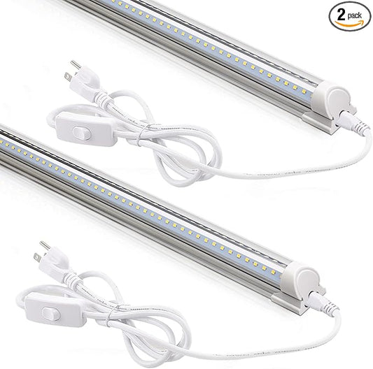 Barrina LED Shop Lights 2FT, 20W 3000LM 5000K, T8 LED Light Fixture, Clear Cover, Ceiling and Utility Shop Light, Linkable Tube Lights for Room, Garage, Workbench, Warehouse, 2 Packs