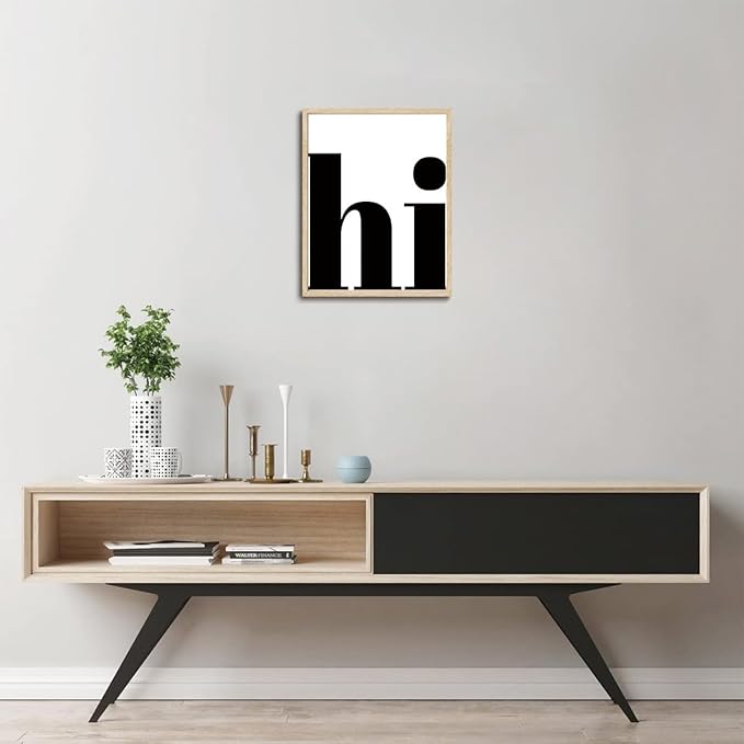 KISSFOX Retro HI OAK Wood Framed Wall Art Farmhouse Typography Canvas Art Prints Modern Minimalist Quote Pictures Wall Decor Rustic Southwestern Artwork For Gallery Bistro Entryway Living Room