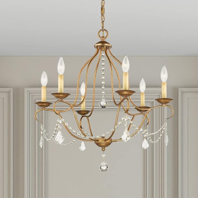 Livex Lighting 6426-71 Chesterfield Chandelier, 25"L x 25"W x 26"H, Venetian Golden Bronze