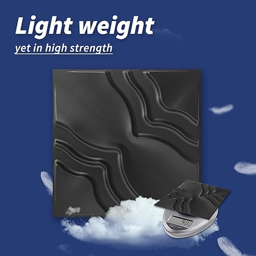 Art3dwallpanels 33 Pack 3D Wall Panel, 2 Different Effects PVC Textured Wall Panels for Interior Wall Décor, 12 x12 Inch Cover 32.Sq.Ft, Black