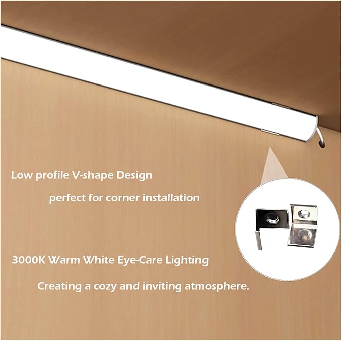 Cefrank V Shape Cabinet Lights, Warm White 4X 12 Inches V-Shape LED Light Bars - 1200lm 12W - Warm White 3000K