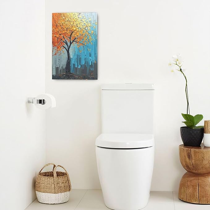 Abstract Wall Art Gold Tree Framed Modern Artwork Canvas Painting Textured Tree of Life Pictures Home Decor For Living Room Bedroom Bathroom Office 16"X24"