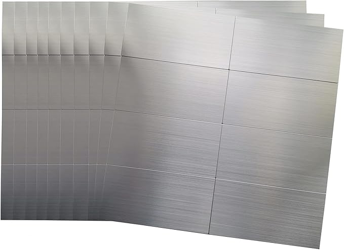 80-Pack 3"x6" Brushed Silver Aluminum Peel and Stick Tile Backsplash Panels (Brushed Aluminum)