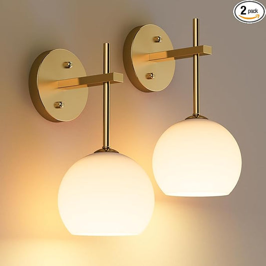 MOITA Wall Sconces Set of Two, Wireless Battery Operated Wall Decor with Remote, Sconces Wall Lighting with Glass Shade, Upward and Downward Installation, 12 RGB Colors and 3 CCT Options