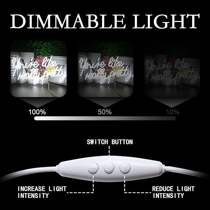 Lucunstar You're Like Really Pretty Neon Sign Led Sign White Led Neon Light for Wall Decor Light Sign for Wedding Dimmable Switch with USB Connectivity Neon Sign for Bedroom Decor Home Wall Decor