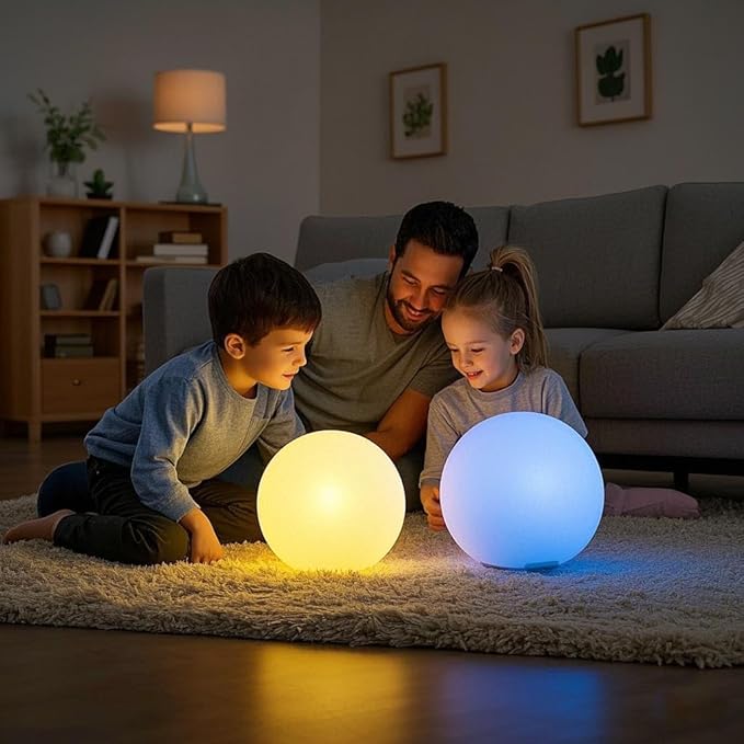 Mr.Go 12-inch Rechargeable LED Ball Light, RGB Color-Changing Globe Orb Lamp w/Remote, Home Kids Room Bedroom Bar Table Patio Pool Party Dimmable Sphere Nightlight Relax Mood Lighting Decoration