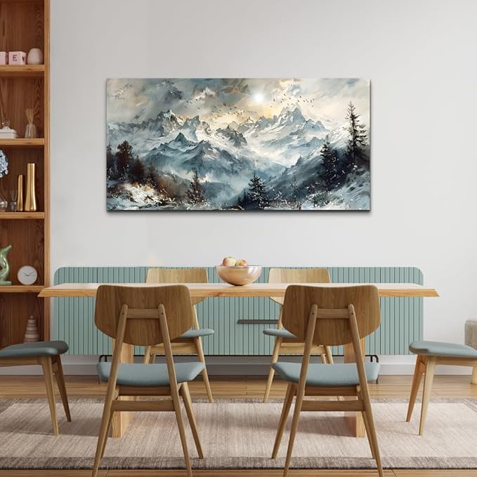 KELIYUAN Canvas Wall Art For Living Room Farmhouse Wall Decor For Office Abstract Mountain Landscape Wall Painting Framed Pictures Artwork Modern Bedroom Dormitory Home Decoration Aesthetic 20x40in