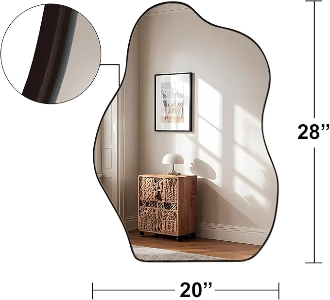 BOMINICA Irregular Wall Mirror - Asymmetrical Mirror for Bathroom, Living Room, Entryway, Bedroom - 20" x 28"