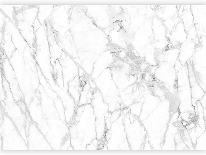 artgeist Wall Mural Marble 193x138 in - Peel and Stick Self-Adhesive Wallpaper Removable Large Sticker Foil Wall Decor Print Design Mural Stone Wall Abstract 3D Effect White Grey f-C-10044-a-a