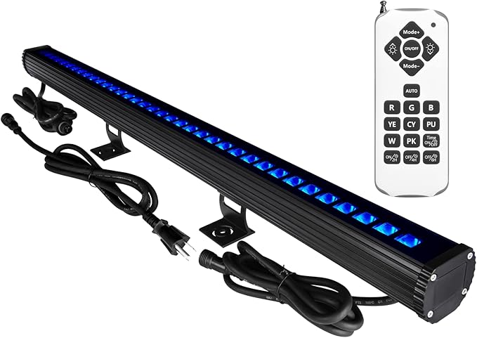 New Upgraded Wall Washer LED Lights with 10x60°, 108W, Linkable, Dimmable &Timing&11 Mode RGBW Color Changing Wall Wash Lighting with RF Remote and Switch Control, 3.2ft/40 120V Light Bar