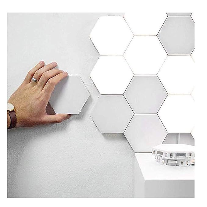 5 Pack Hexagon Lights, White Touch Night Hexagon Led Lights for Wall, Led Panel Light for Barber Shop Hotel Party Gaming Room Decor (US)