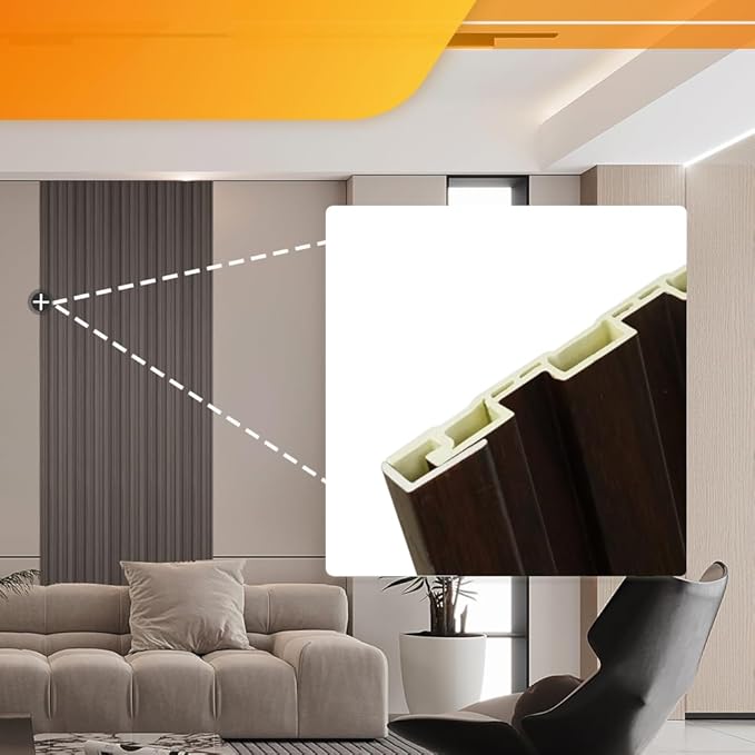 OUZUGIE 8-Pack 57 Inches, WPC Slat Wall Panel Trim,Corner Guard for Low Grille (Walnut)