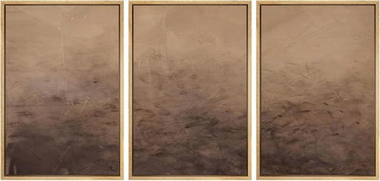 MUDECOR Framed Canvas Print Wall Art Minimalist Earthy Neutral Brown Abstract Illustrations Realism Decorative for Living Room, Bedroom, Office - 16"x24"x3 Natural