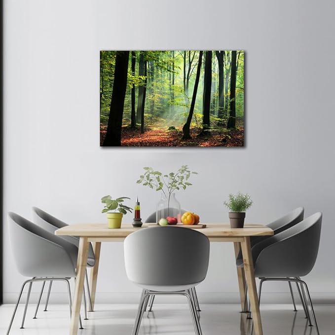 Nature Wall Art Forest Art Canvas Wall Decor Green Tree Canvas Print Artwork Decor for Living Room Mountain Wall Art Landscape Pictures for Bedroom Home Office Decorations 24x36Inch