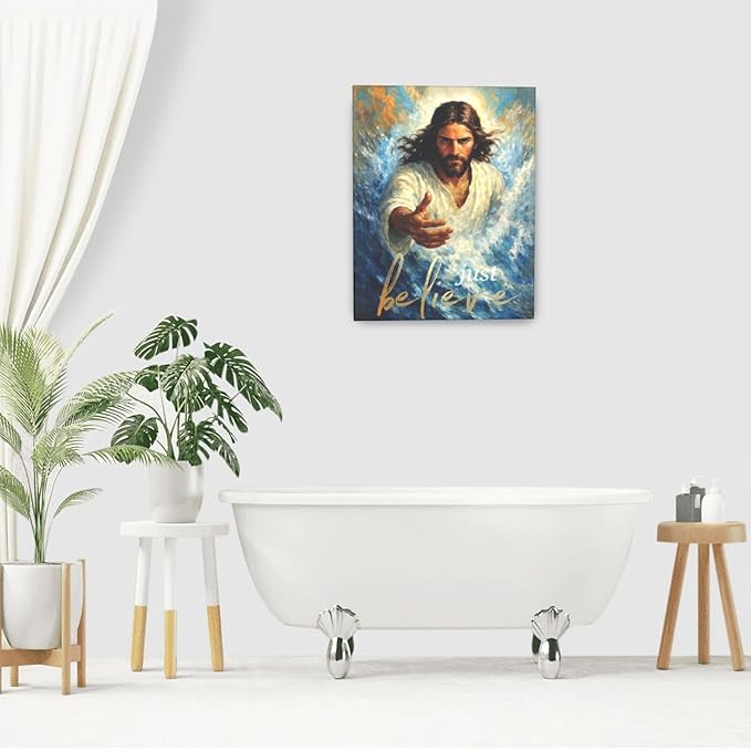 Christ Jesus Wall Art Christian Canvas Wall Decor Religious Bible Pictures Christ Paintings Prints Artwork Framed Divine Mercy Decorations For Church Prayer Room Bathroom Bedroom Living Room Gifts 16" x 20"