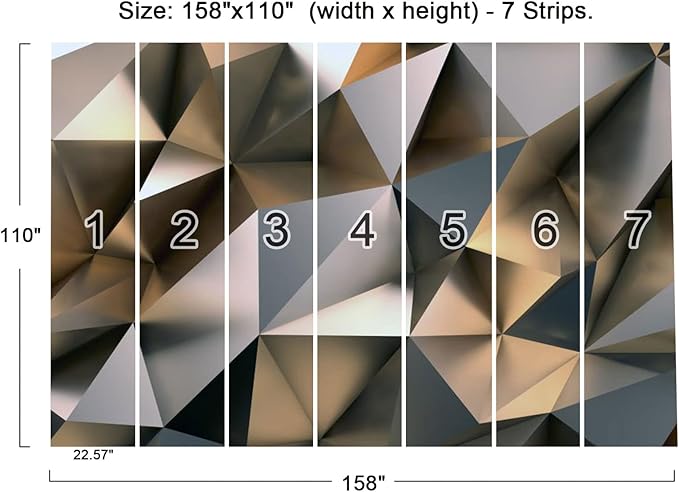 Cliouar-Metal Polygon Geometry Wall Mural Wallpaper for Bedroom Living Room 158" x 110" (Not Self Adhesive)