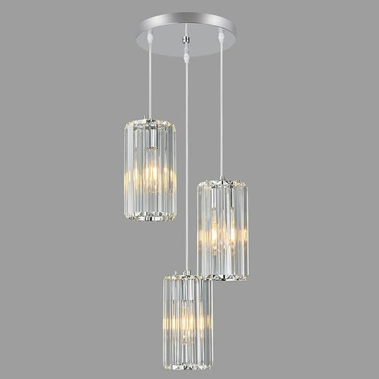 Chrome Pendant Lighting Modern Pendant Light, Mini Crystal Chandeliers,Adjustable Pendant Light Fixture for Kitchen Island Dinning Room Corridor Bedroom…(Gold 3-Light)