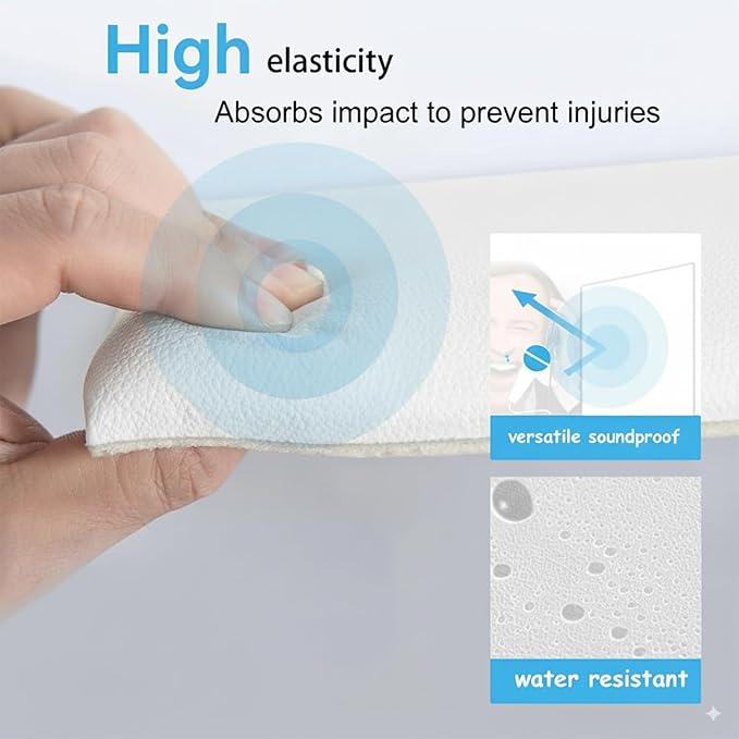 Antenat Peel and Stick Headboard, Self-Adhesive Headboard Panels for Wall, 3D Anti-Collision Wall Padding for Kids, Upholstered Wall Panels for Bedroom/Living Room, 4 Pack(White) 13.7"x13.7" Panels