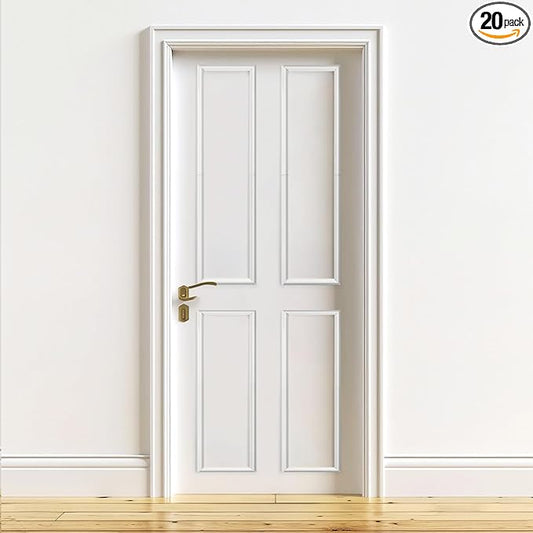 1 Set Peel and Stick Door Moulding Kit 3-Layer Premade Door Panels Molding Trim Self Adhesive 3D Trim for Mirror Window Frame Decor(Top 9"x34.6"*2, Bottom 9" X 25.4"*2)