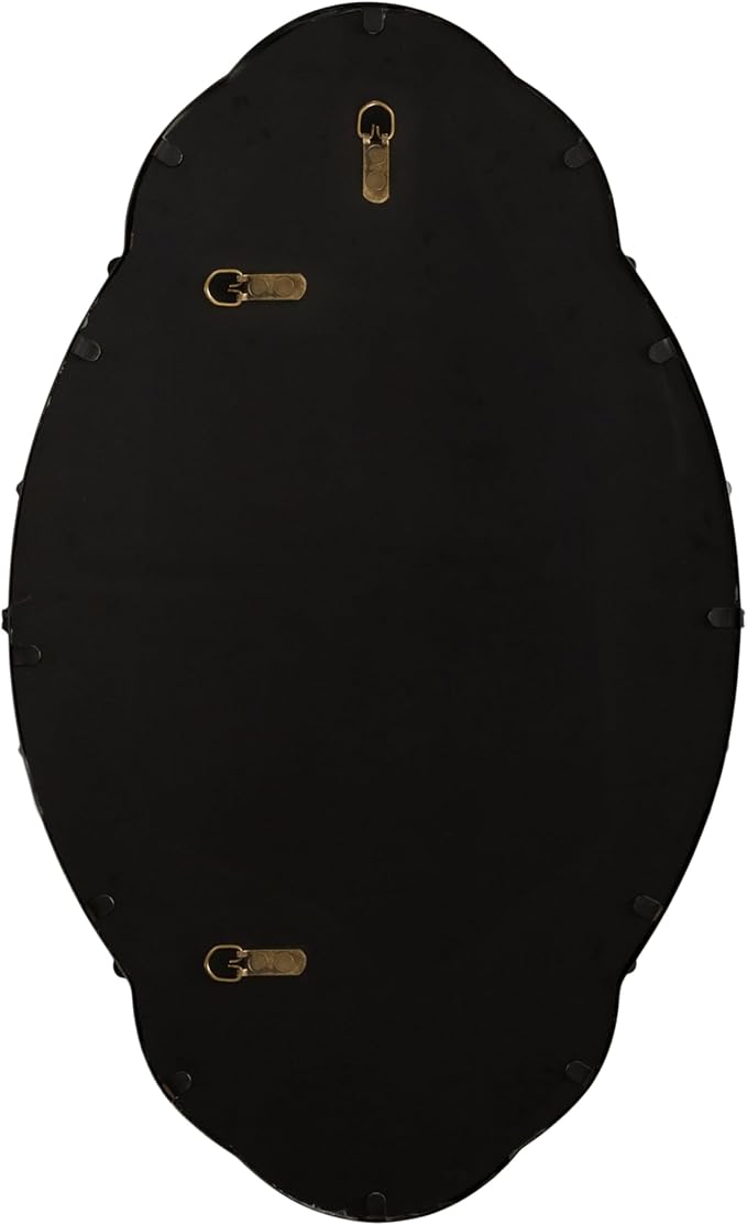 Kate and Laurel Novella Vintage Glam Ornate Mirror; 30 x 18; Black; Traditional Baroque Wall Mirror for Use as Decorative Bathroom Mirror or Fireplace Mantel Mirror