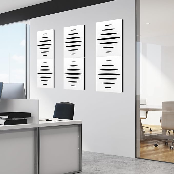 Art3d 6-Pack Self-Adhesive Soundproof Acoustic Panels for Wall, 16 x 12 Inch Wave Design Noise Block with Polyester & Foam for Bedroom Studio Office