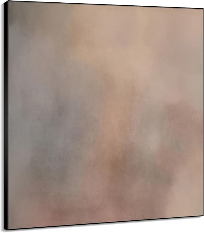 36"x36" Large Framed Wall Art - Minimalist Soft Beige and Gray Abstract (Frame Assembly Required)