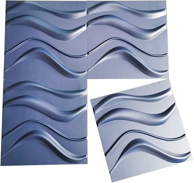 Art3d 19.7" x 19.7" (Pack Of 12) Wall Panel Wave, Blue