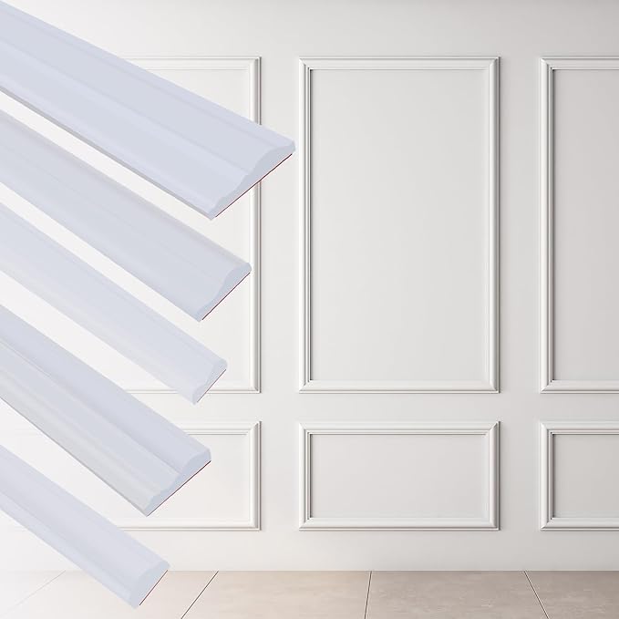 480"L x 1.6"W Peel and Stick Chair Rail Panel Molding, Pre-Primed Trim for Home Decoration & Wall Protection