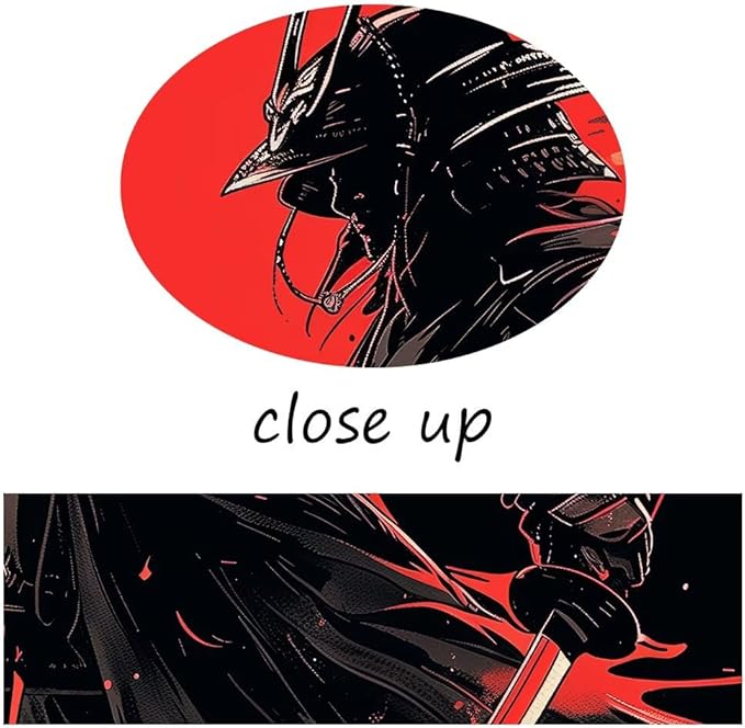 Black and Red Japanese Samurai Wall Art Bushido Pictures Wall Decor Canvas Prints Armored Samurai Painting Poster Artwork Modern Home Decor Framed for Bedroom Living Room Office (28''W x 44''H)