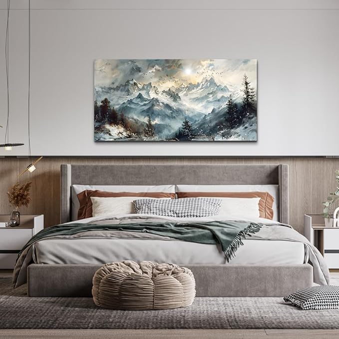 KELIYUAN Canvas Wall Art For Living Room Farmhouse Wall Decor For Office Abstract Mountain Landscape Wall Painting Framed Pictures Artwork Modern Bedroom Dormitory Home Decoration Aesthetic 20x40in