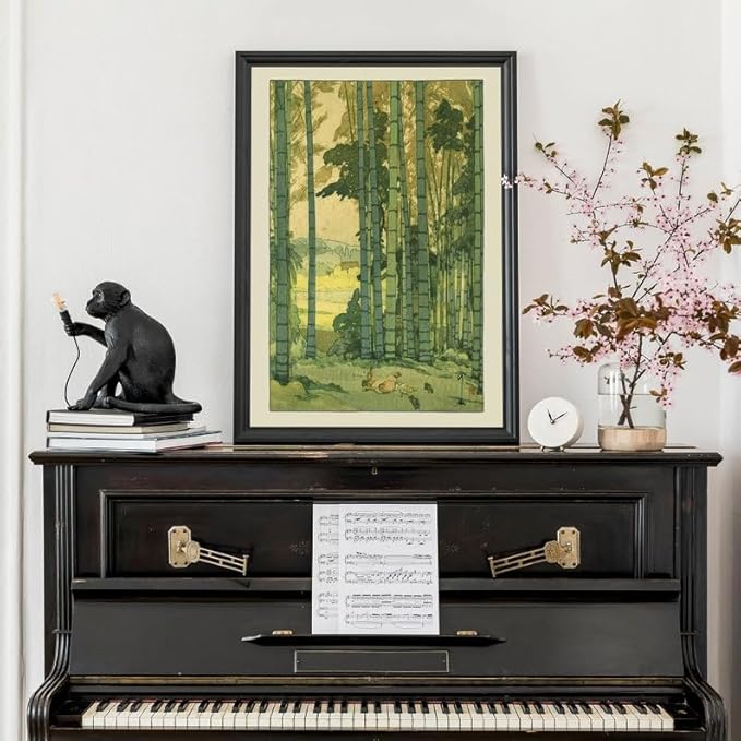 Nationcog Bamboo Grove Poster by Yoshida Hiroshi, Japanese Botanical Woodblock Art, Japandi Zen Decor, Relaxing Vintage Print for Home Spaces (Unframed) (20x30)