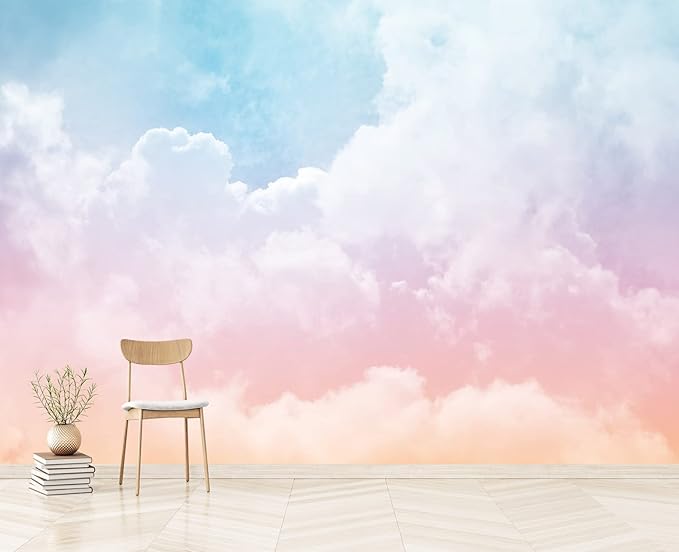 Cliouar-Wall Mural Wallpaper 3D Wallpaper Decorative Powder Cloud Bedroom Living Room Decor 158" x 110" (Not Self-Adhesive)