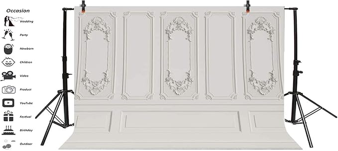 Leyiyi 12x10ft Vintage Room Inside Backdrop European Frame Modern House French Castle Cementery Wall Retro Style Photo Background Cowboy Kids Birthday Portrait Studio Prop Vinyl Wallpaper