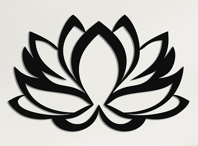 Metal Wall Art - Lotus Flower - Metal Wall Decor Home Office Decoration Yoga Studio Décor, (18" W x 12" H/46x31cm, Black)