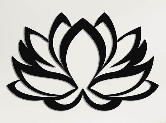 Metal Wall Art - Lotus Flower - Metal Wall Decor Home Office Decoration Yoga Studio Décor, (18" W x 12" H/46x31cm, Black)