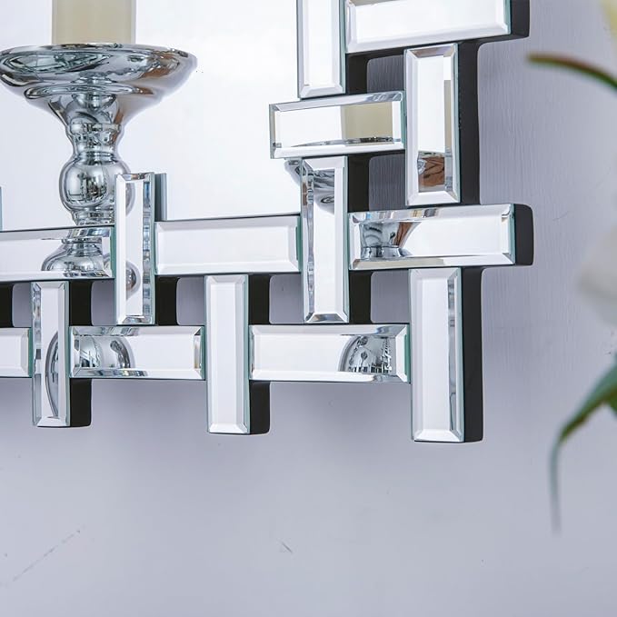 Large Decorative Wall Mirror, 40'' X 28'' Elegant Living Room Mirror with Beveled Mirrored Frame, Rectangular Accent Mirror for Entryway, Bathroom, Dining Room