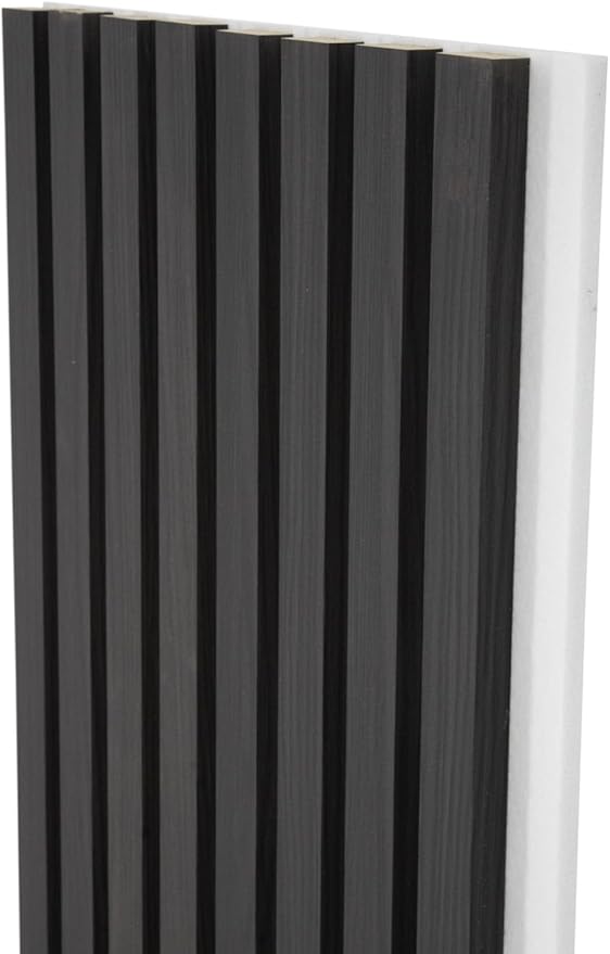 94" x 12.6" 3D Acoustic Slat Wood Wall Panels | Modern Sound-Dampening & Eco-Friendly Design (2-Piece Set) (Midnight Oak)