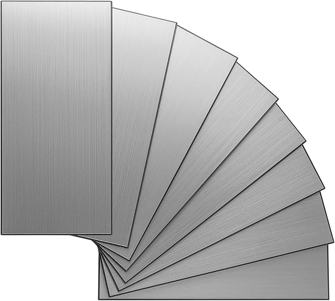 AULIGET Peel and Stick Backsplash Metal Tile, 6" x 12" Stick on Tiles for Backsplash Kitchen, Pack of 2