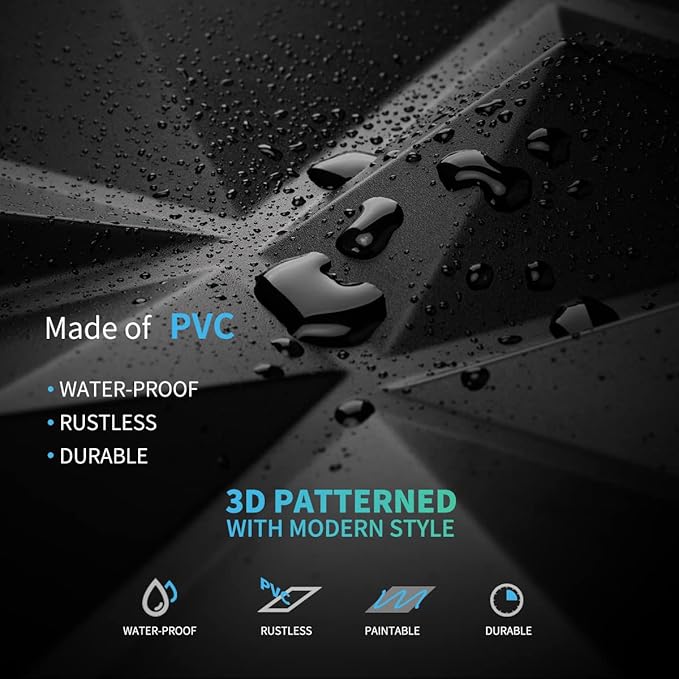 Art3d Decorative 3D Wall Panels in Diamond Design, 12"x12" Matt Black for Home and Office Decor (33 Pack)